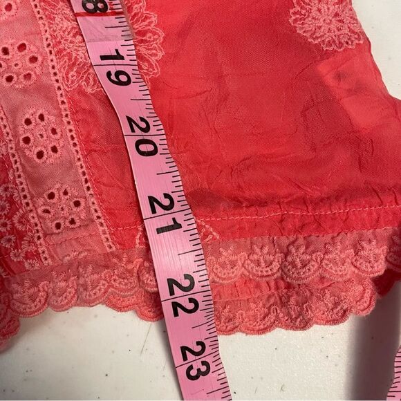 JOHNNY WAS BUTTON FRONT CORAL Eyelet EMBROIDERED BLOUSE 3/4‎ sleeve sz small - Picture 9 of 9
